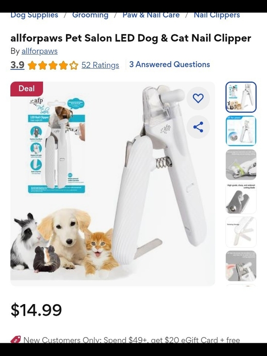 Chewy Other - allforpaws LED Pet Nail Clipper in White For Dogs